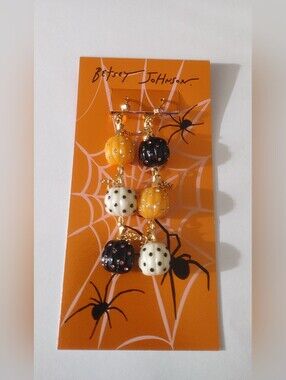 BNWT New Release Halloween Betsey Johnson Pumpkin Dangle Earrings